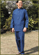 Japanese Pale Blue Stand-up Collar Samue
