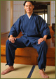 Cotton Sashiko Ori Samue(Goldbrown,navy)